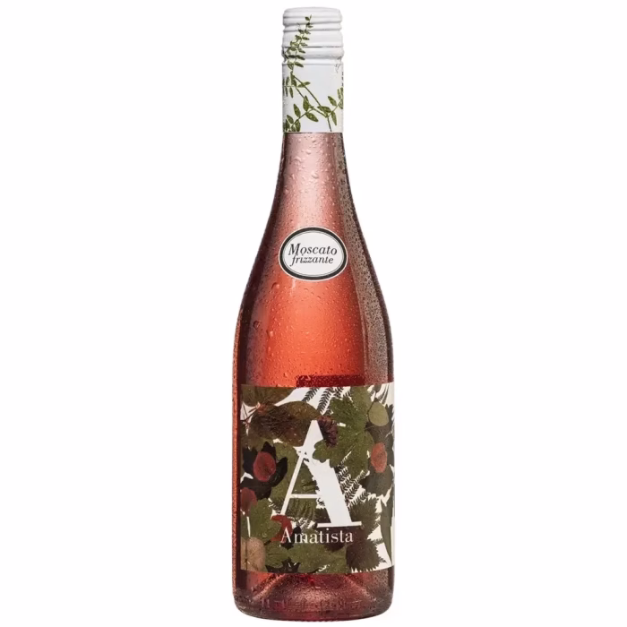 Botella de vino rosado Amatista Moscato Rosado Frizzante Reymos Anecoop