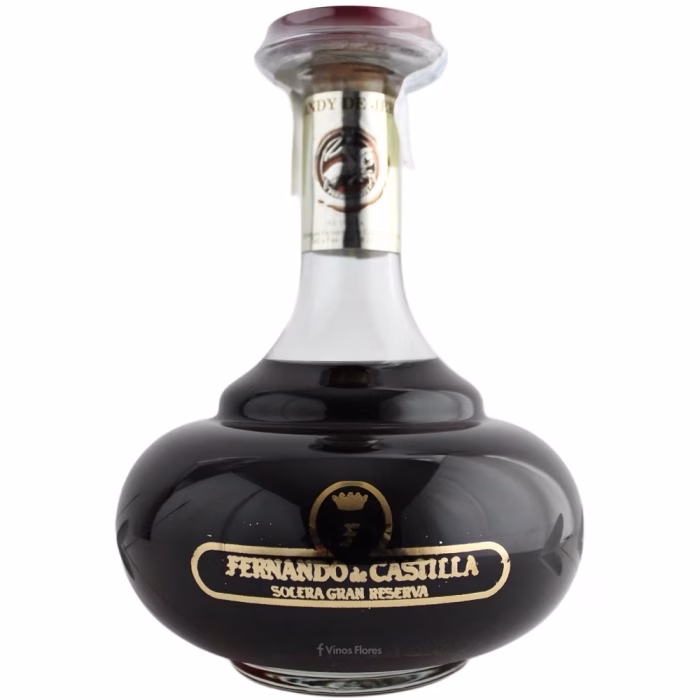 Presentación en caja original de la botella de brandy Fernando de Castilla Solera Gran Reserva Decanter edición coleccionista