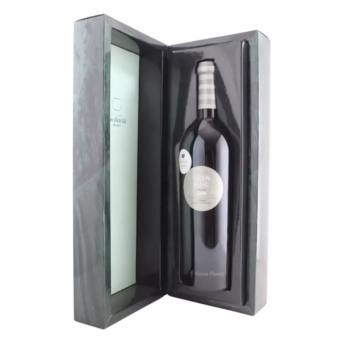 Presentación en caja original del vino Gran Buig 1998 de Mas d'en Gil edición coleccionista