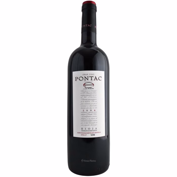 Botella de vino tinto Gran Vino de Guarda Pontac 2004 de Bodegas Luis Alegre en la denominación de origen Rioja