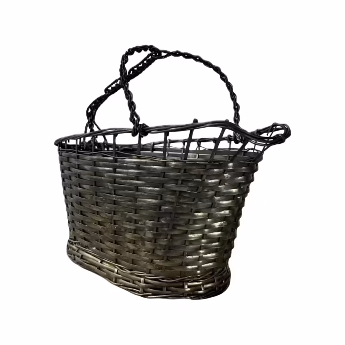 Basket Canasta Vino Metal Plata - Hecha a Mano - Imagen 2