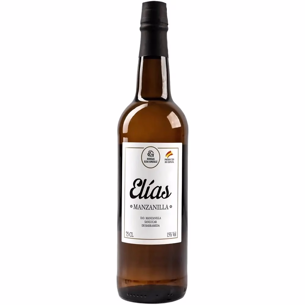 Botella de vino generoso Manzanilla Elías de Bodegas Elías González Manzanilla de Sanlúcar de Barrameda
