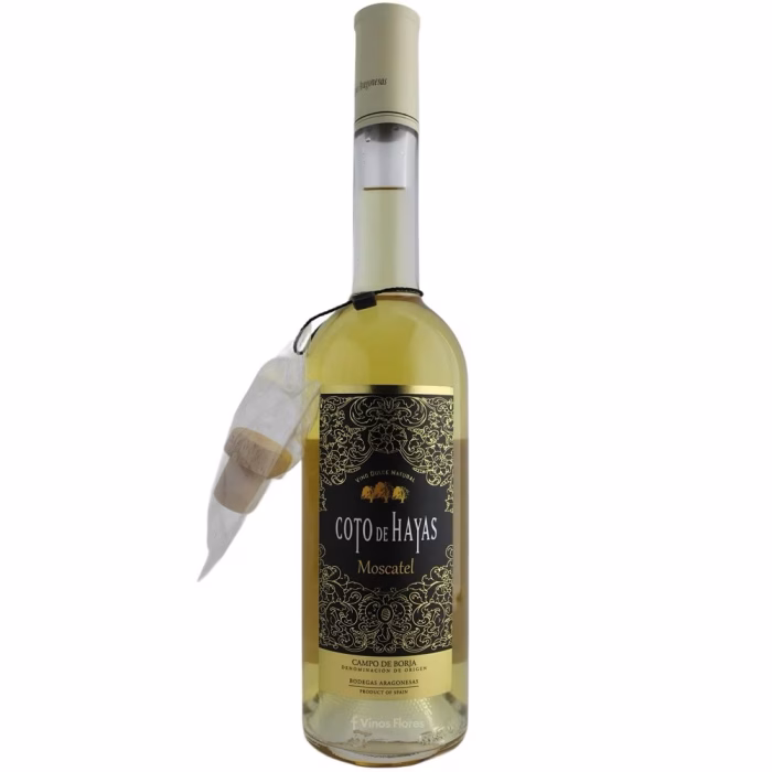 Botella de vino blanco Moscatel Coto de Hayas de Bodegas Aragonesas del Campo de Borja