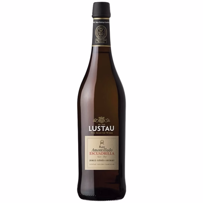 Botella de vino generoso de Jerez Amontillado Escuadrilla de Bodegas Lustau Jerez-Xérès-Sherry