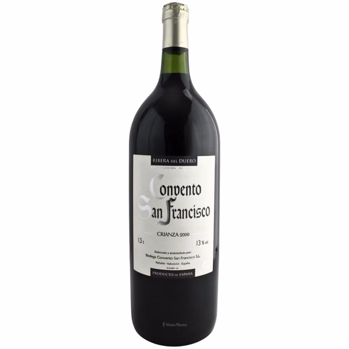 Botella de vino tinto Convento San Francisco Crianza 2000 formato Magnum (1,5L) denominación de origen Ribera del Duero