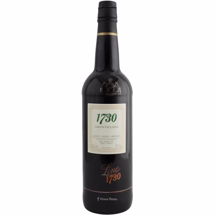 Botella de vino generoso Line 1730 Amontillado de Bodega Pilar Aranda Álvaro Domecq Jerez-Xérès-Sherry