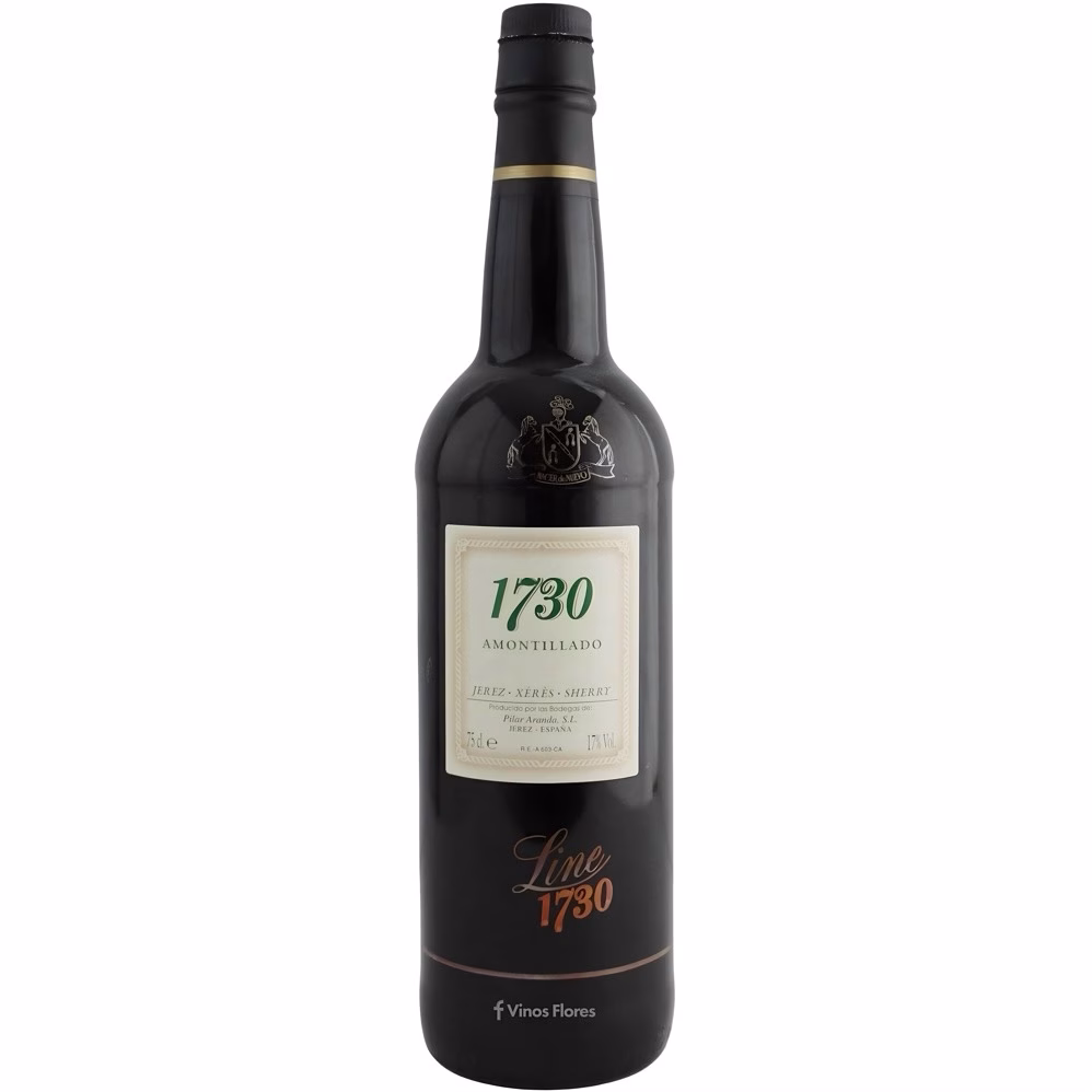Botella de vino generoso Line 1730 Amontillado de Bodega Pilar Aranda Álvaro Domecq Jerez-Xérès-Sherry