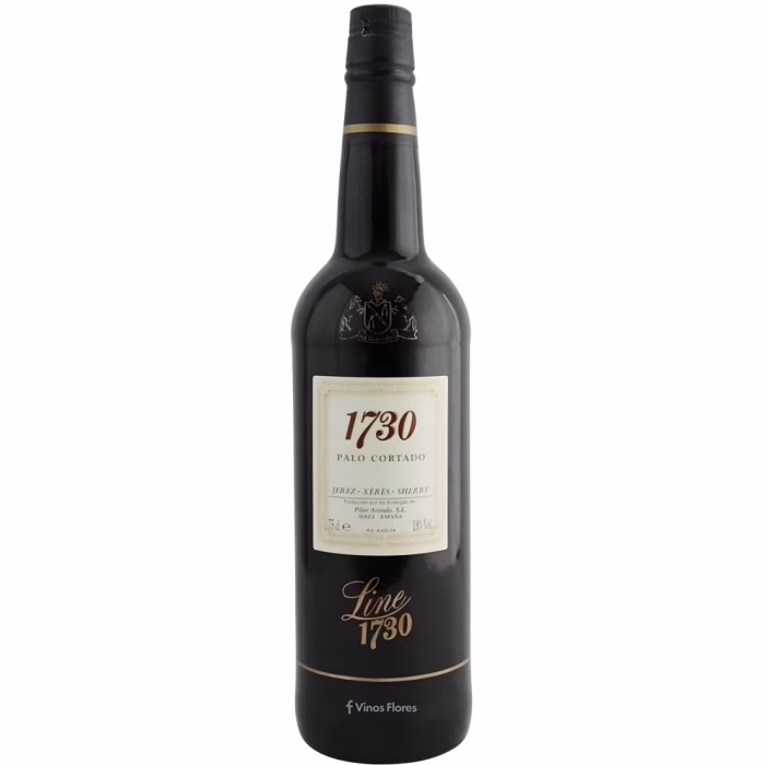 Botella de vino generoso Line 1730 Palo Cortado de Bodega Pilar Aranda Álvaro Domecq Jerez-Xérès-Sherry