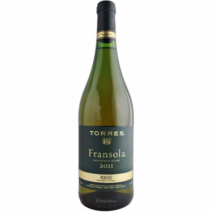 Botella de vino blanco Fransola 2011 de la Bodega Familia Torres en la denominación de origen Penedès