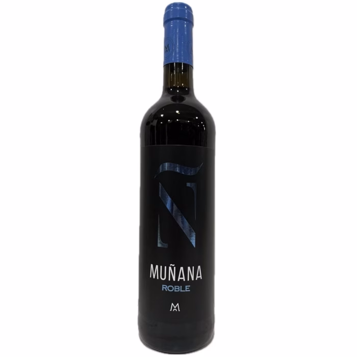 Botella de vino tinto Muñana Roble Merlot 2021 de Bodegas Muñana VT. Altiplano de Sierra Nevada