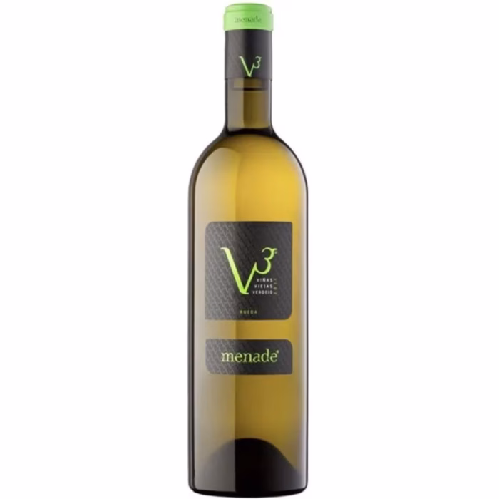 Botella de vino blanco Menade V3 Viñas Viejas Verdejo 2012 de Bodegas Menade Rueda