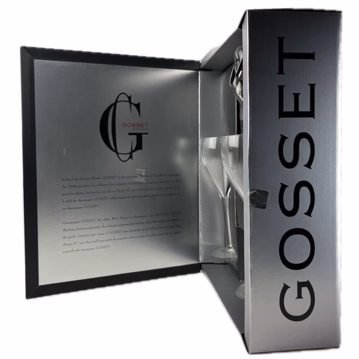 Estuche Champagne Gosset Negro 2 Copas + Tapón - Imagen 2
