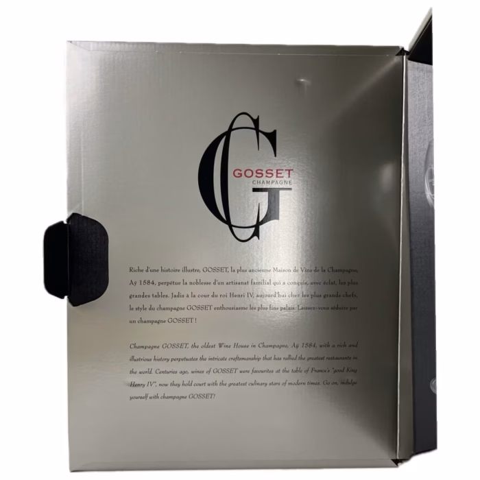 Estuche Champagne Gosset Gris 2 Copas + Tapón - Imagen 3