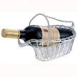 Basket Canasta Vino Metal Plata - Hecha a Mano - Imagen 4