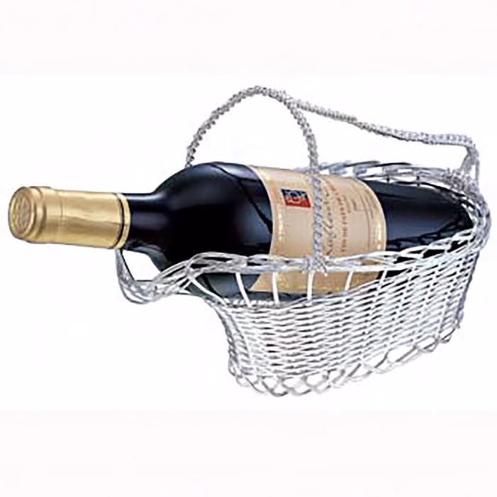Basket Canasta Vino Metal Plata - Hecha a Mano - Imagen 4