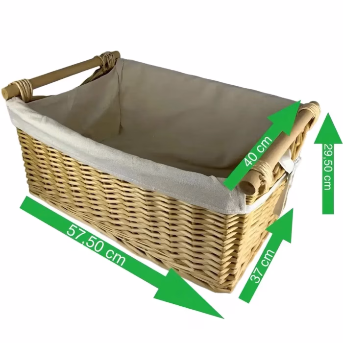 Cesta de Mimbre Ropa Revestido de Tela - Artesanía Parras - Imagen 4