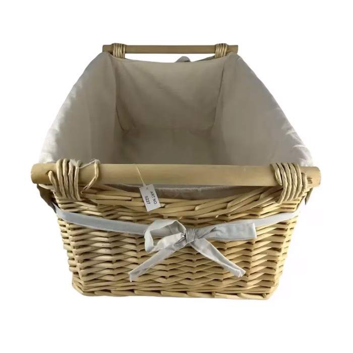 Cesta de Mimbre Ropa Revestido de Tela - Artesanía Parras - Imagen 2