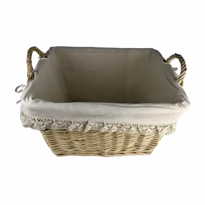 Cuévano de Mimbre Claro con Encajes - Artesanía Parras - Imagen 2
