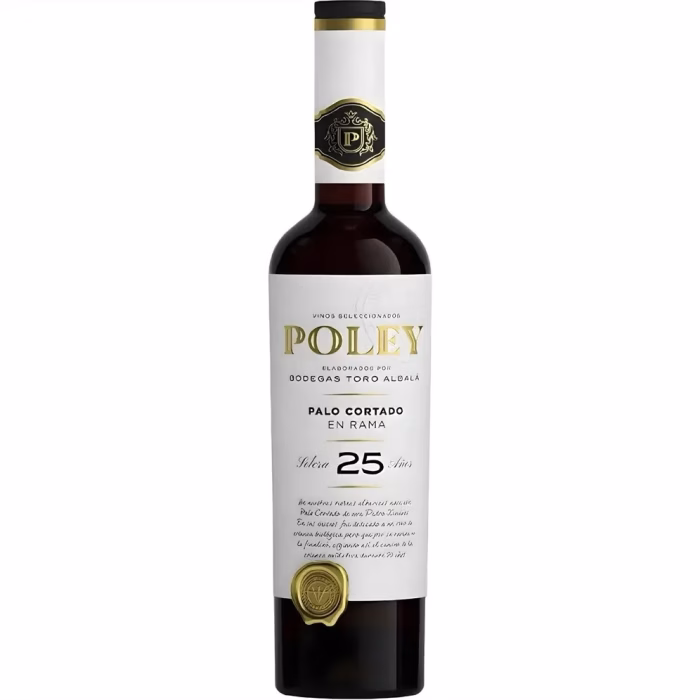 Botella de vino generoso de Jerez Palo Cortado Marqués de Poley en Rama Solera 25 Años Bodegas Toro Albalá Jerez-Xérès-Sherry