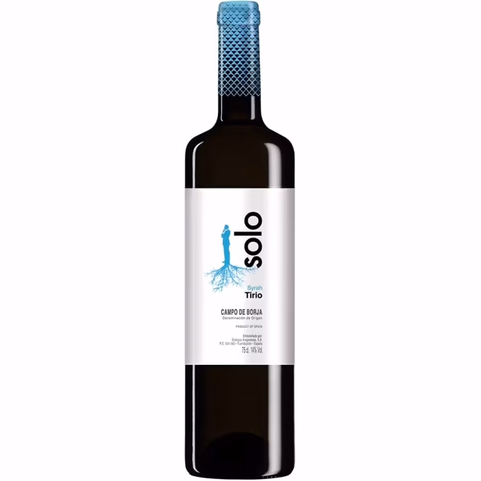 Botella de vino tinto Solo Syrah Tirio 2014 de Bodegas Aragonesas en Campo de Borja
